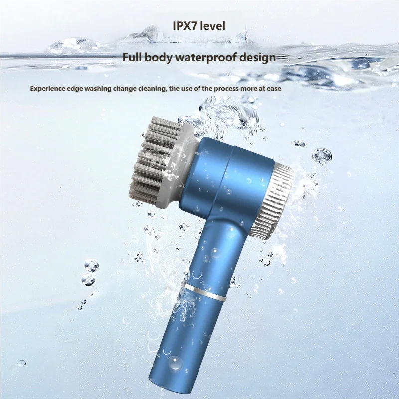 HOMEFISH Electric Spin Scrubber With 5 Replaceable Brush Head, Three-speed Adjustable Handheld Rechargeable Shower Scrubber