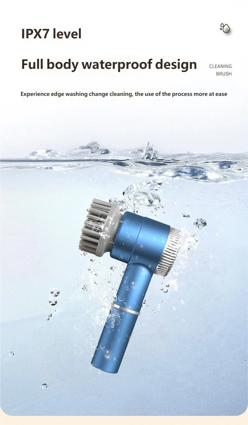 HOMEFISH Electric Spin Scrubber With 5 Replaceable Brush Head, Three-speed Adjustable Handheld Rechargeable Shower Scrubber
