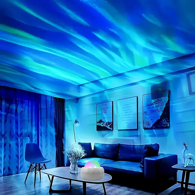 LED Aurora Projector LED Galaxy Night Light USB RGB 7 Modes 360° Rotating Night Sky Light with Remote for Home Theater Room Deco