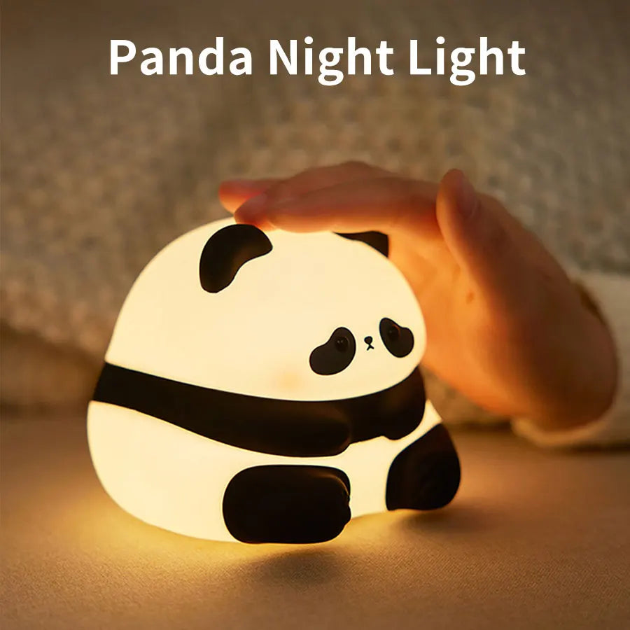 USB Rechargeable LED Night Light Cute Cartoon Panda Silicone Lamp Timing Function Desk Bedside Decor Children Nightlight Gift