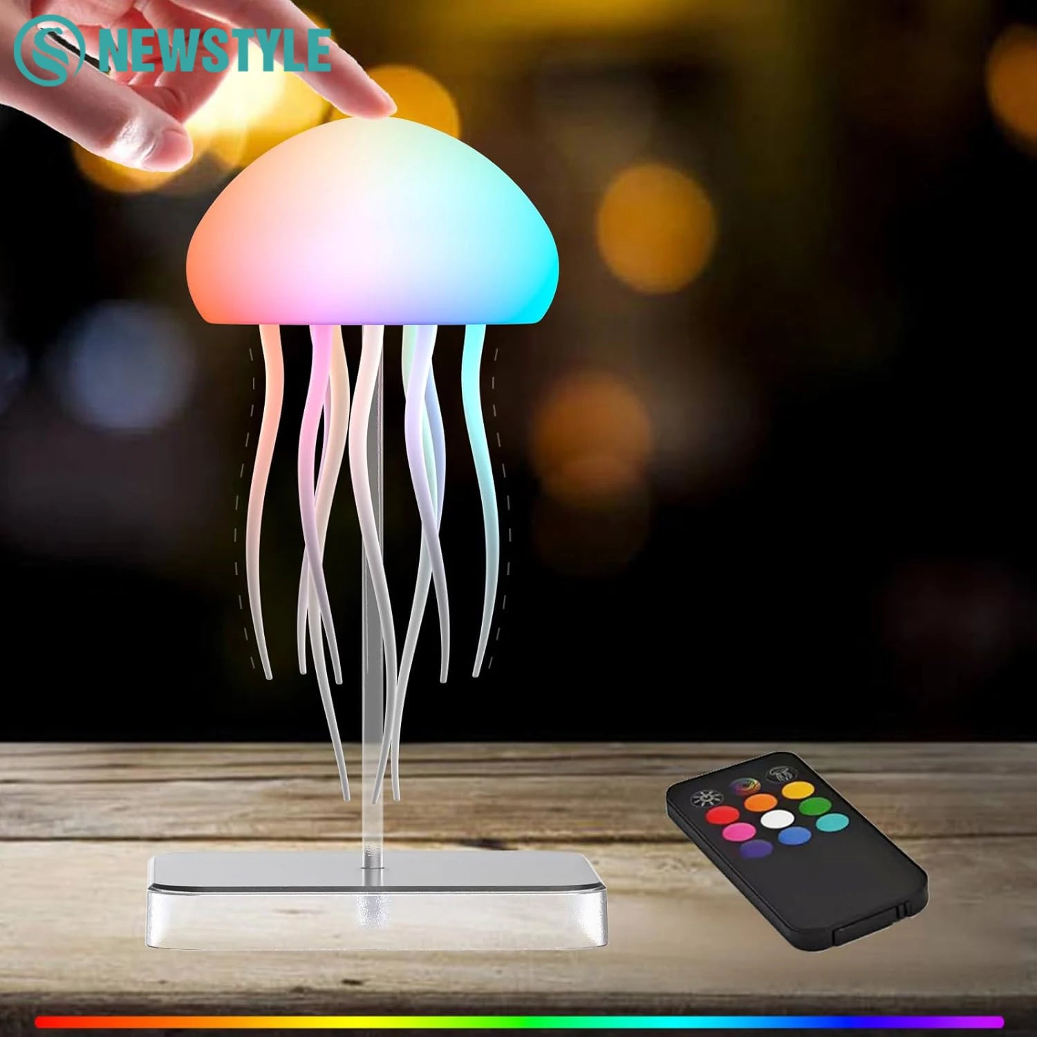 Jellyfish Night Light With Remote Control Rechargeable RGB Gradient Jellyfish Bedside Lamp  For Christmas Gifts