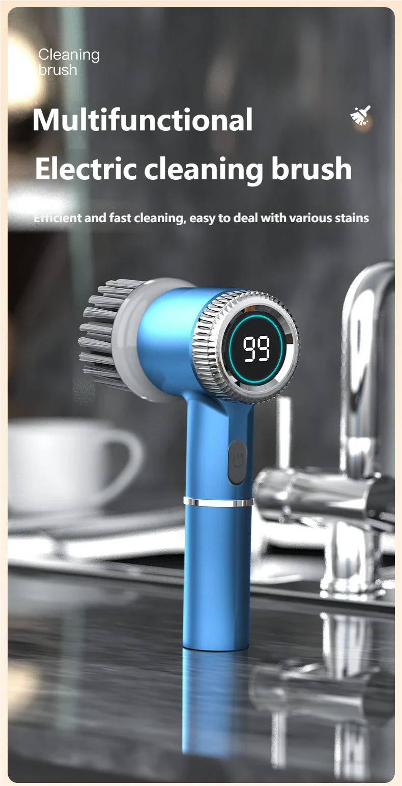 HOMEFISH Electric Spin Scrubber With 5 Replaceable Brush Head, Three-speed Adjustable Handheld Rechargeable Shower Scrubber